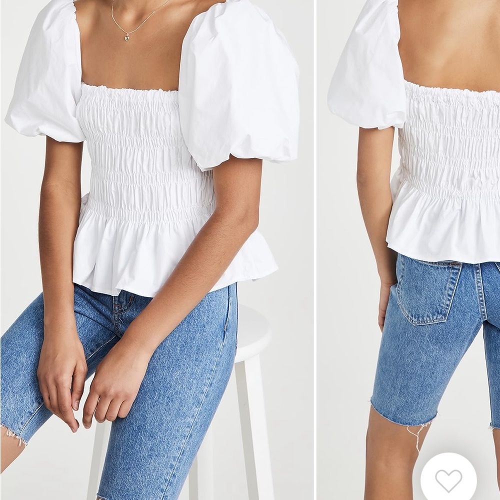 ASTR the Label Bubble Sleeve Smocked Top